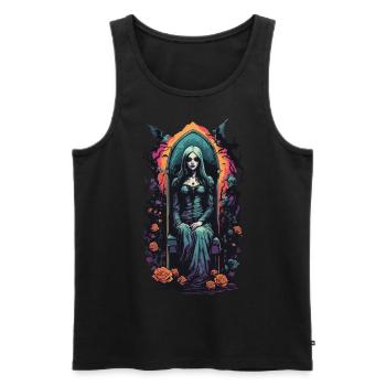 Vintage Gothic Girl Retro Style Illustration - Men's Premium Organic Tank Top - black - Front - AI Model Male 178 light (178cm)