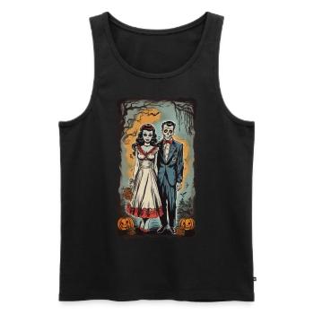 Zombie jeunes mariés Halloween Vintage affiche - Débardeur bio Premium Homme - noir - Devant - Michal (187cm)