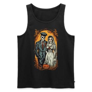 Halloween Zombie Brautpaar Retro Poster Stil - Männer Premium Bio Tank Top - Schwarz - Vorne - AI Model Male 178 light (178cm)
