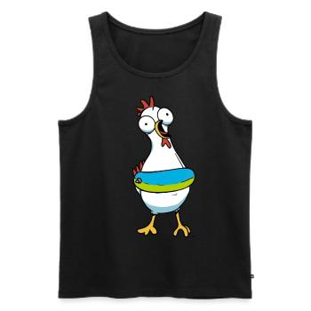 Huhn Hühner Schwimmring Seenot Schwimmer - Männer Premium Bio Tank Top - Schwarz - Vorne - AI Model Male 178 light (178cm)