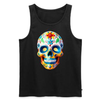 Mexikanischer Totenkopf - Dia de Muertes - Männer Premium Bio Tank Top - Schwarz - Vorne - AI Model Male 178 light (178cm)