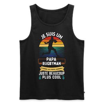Vatertag T-Shirt - Cool Rugby Dad - Männer Premium Bio Tank Top - Schwarz - Vorne - Michal (187cm)