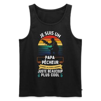 T-shirt de la fête des pères - Papa Pêcheur Cool - Débardeur bio Premium Homme - noir - Devant - AI Model Male 178 light (178cm)