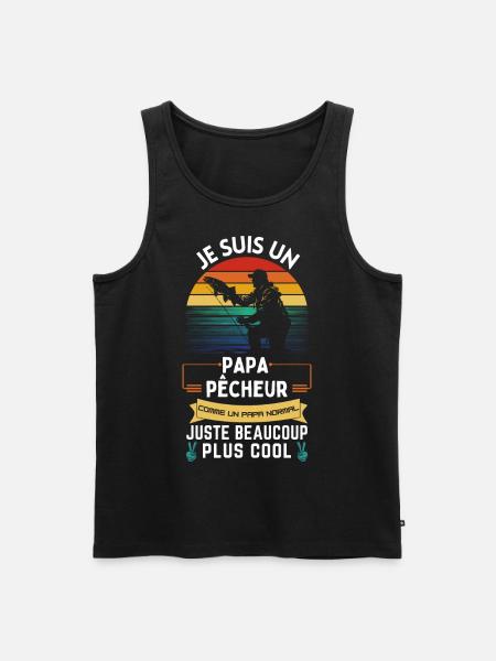 Fars dag T-shirt - Cool fiskerfar - Herre Premium økologisk tanktop - sort
