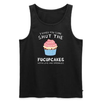 Shut The Fucupcakes Cupcake Lustig Spruch - Männer Premium Bio Tank Top - Schwarz - Vorne - Michal (187cm)