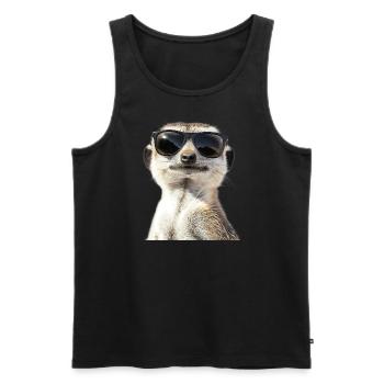Meerkat with sunglasses - Men's Premium Organic Tank Top - black - Front - Michal (187cm)