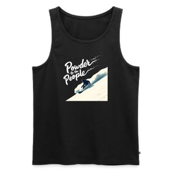 Powder to the People – Snowboard & Powder - Männer Premium Bio Tank Top - Schwarz - Vorne - AI Model Male 178 light (178cm)