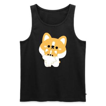 Corgi Couple - Débardeur bio Premium Homme - noir - Devant - AI Model Male 178 light (178cm)