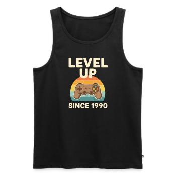 Level Up Since 1990 – Retro Gamer Shirt - Männer Premium Bio Tank Top - Schwarz - Vorne - AI Model Male 178 light (178cm)