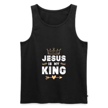 jesus is king - Men's Premium Organic Tank Top - black - Front - Michal (187cm)