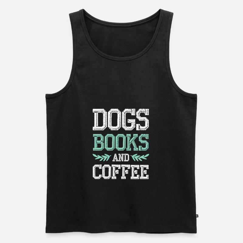 hunde kaffee bücher - Männer Premium Bio Tank Top - Schwarz