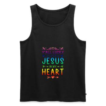 bibel jesus im herzen - Männer Premium Bio Tank Top - Schwarz - Vorne - Michal (187cm)