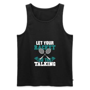 badminton federball - Männer Premium Bio Tank Top - Schwarz - Vorne - AI Model Male 178 light (178cm)