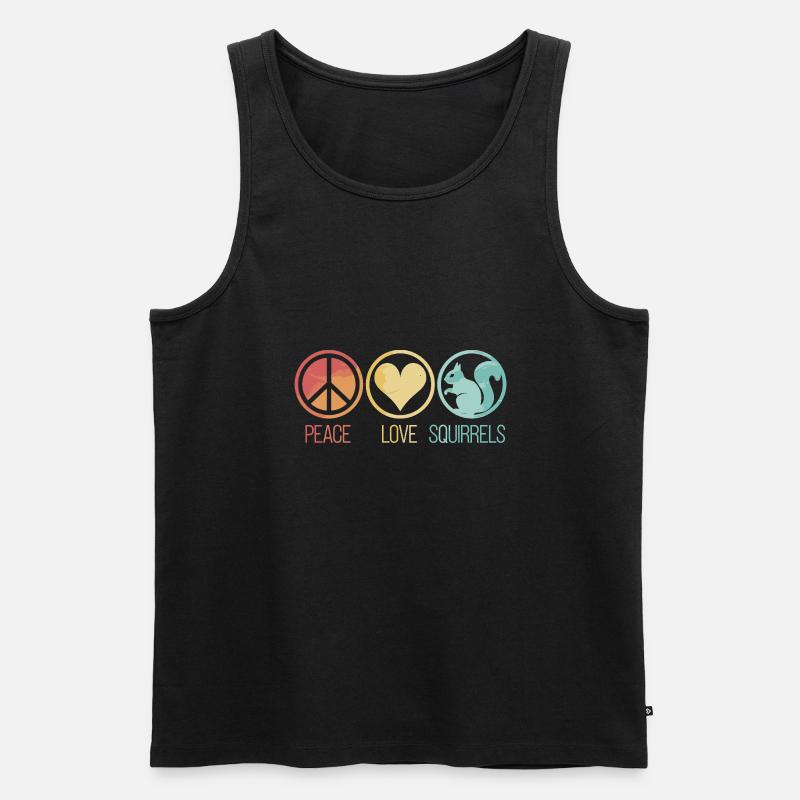 Peace Love Squirrels Eichhörnchen - Männer Premium Bio Tank Top - Schwarz