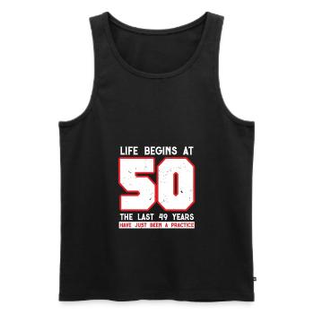 50ème anniversaire - Débardeur bio Premium Homme - noir - Devant - Michal (187cm)