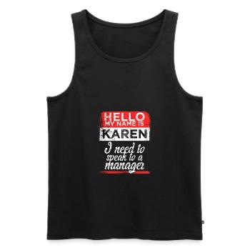 Bonjour mon nom est Karen Funny Funny Meme - Débardeur bio Premium Homme - noir - Devant - AI Model Male 178 light (178cm)