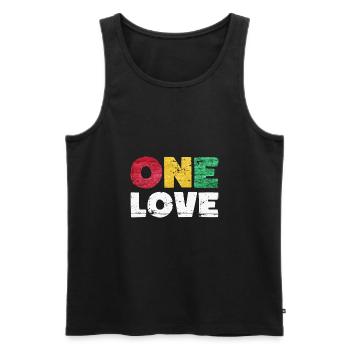 One Love Reggae Musik - Männer Premium Bio Tank Top - Schwarz - Vorne - AI Model Male 178 light (178cm)