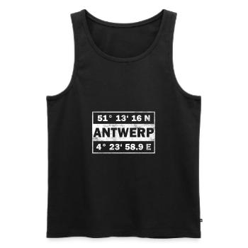 Antwerp Koordinaten Belgien Antwerpen - Männer Premium Bio Tank Top - Schwarz - Vorne - AI Model Male 178 light (178cm)