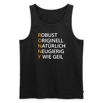 Ronny Name Geschenk - Männer Premium Bio Tank Top - Schwarz - Vorne - Michal (187cm)