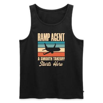 Ramp Agent A Smooth Takeoff Starts Here - Men's Premium Organic Tank Top - black - Front - AI Model Male 178 light (178cm)