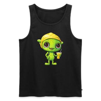 Refreshing Alien Lemon Drink: Green & Yellow - Men's Premium Organic Tank Top - black - Front - AI Model Male 178 light (178cm)