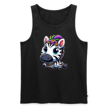 Karnevals-Zebra: Mardi Gras mit Maske - Männer Premium Bio Tank Top - Schwarz - Vorne - AI Model Male 178 light (178cm)
