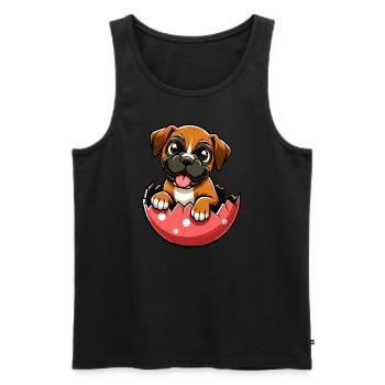 Colorful Boxer Dog Easter Egg Hatch Design - Men's Premium Organic Tank Top - black - Front - AI Model Male 178 light (178cm)