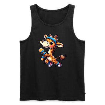 Jogging Giraffe Fitness Cartoon - Men's Premium Organic Tank Top - black - Front - Michal (187cm)
