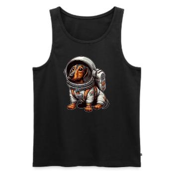 Teckel mignon astronaute Science Fiction Espace - Débardeur bio Premium Homme - noir - Devant - Michal (187cm)