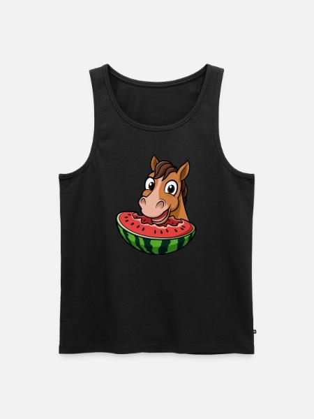 Sød Hest Med Vandmelon Tegneserie Sommer - Herre Premium økologisk tanktop - sort