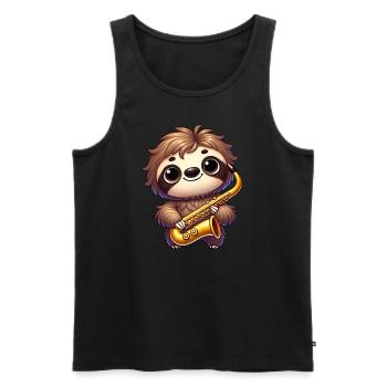 Sloth Saxophone Saxophonist Musician Jazz Music - Men's Premium Organic Tank Top - black - Front - Michal (187cm)