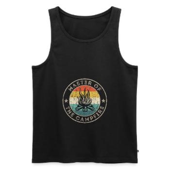 Camping saying boy scout campfire fire - Men's Premium Organic Tank Top - black - Front - AI Model Male 178 light (178cm)