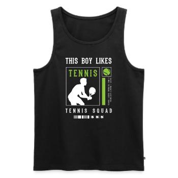 Boy Likes Tennis Holiday Ball Sports Hobby - Men's Premium Organic Tank Top - black - Front - Michal (187cm)