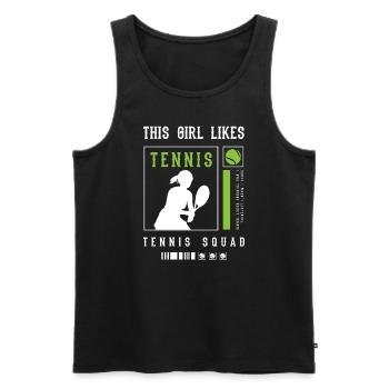 Fille aime le tennis, la balle d'été, les sports, - Débardeur bio Premium Homme - noir - Devant - AI Model Male 178 light (178cm)
