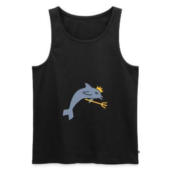 ★ design colors changeable ★ dolphin, crown, trident - Men's Premium Organic Tank Top - black - Front - AI Model Male 178 light (178cm)