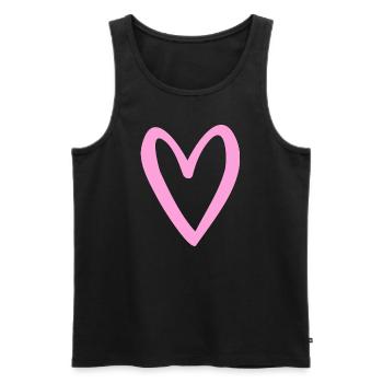 Cadeau rose coeur Saint Valentin - Débardeur bio Premium Homme - noir - Devant - Michal (187cm)