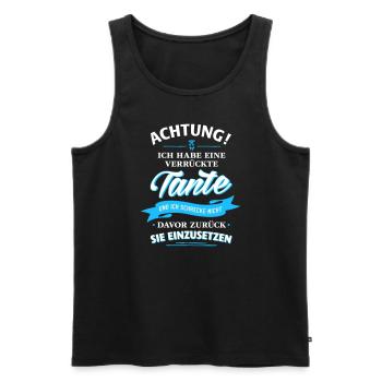 Achtung! verrückte Tante Verwandte Familie Kinder - Männer Premium Bio Tank Top - Schwarz - Vorne - AI Model Male 178 light (178cm)