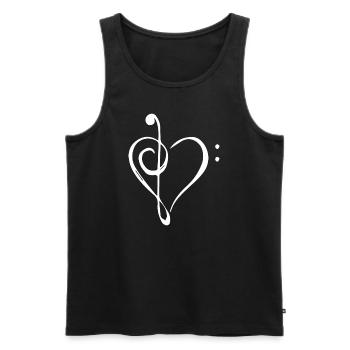 Notenschlüssel Liebe Musik Herz - Männer Premium Bio Tank Top - Schwarz - Vorne - Michal (187cm)