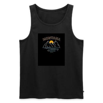 Montana Mountains Design für stolze Montaner - Männer Premium Bio Tank Top - Schwarz - Vorne - Michal (187cm)