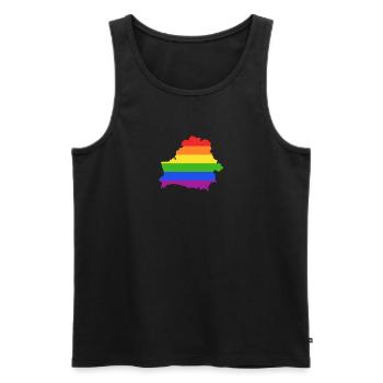 Belarus Regenbogenflagge für LGTBQ-Belarusianer - Männer Premium Bio Tank Top - Schwarz - Vorne - Michal (187cm)