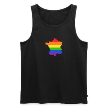 Frankreich Regenbogenflagge für LGTBQ-Franzosen - Männer Premium Bio Tank Top - Schwarz - Vorne - Michal (187cm)