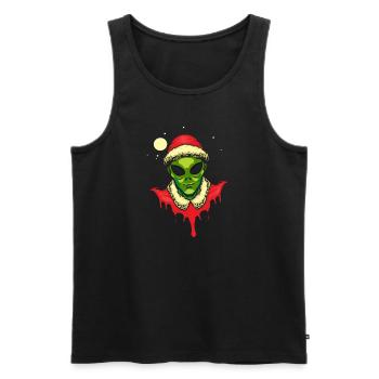 Tenue de Père Noël extraterrestre - Débardeur bio Premium Homme - noir - Devant - AI Model Male 178 light (178cm)