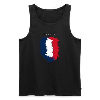 France outfit - Men's Premium Organic Tank Top - black - Front - AI Model Male 178 light (178cm)