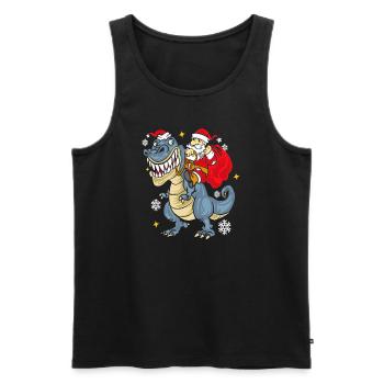 t Rex Santa Outfit - Männer Premium Bio Tank Top - Schwarz - Vorne - Michal (187cm)