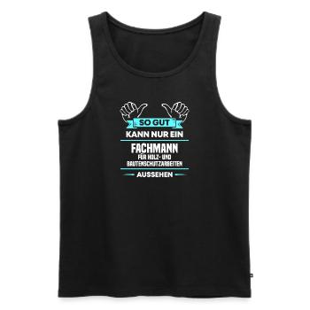 Bautenschutz Fachmann Design für stolze Handwerker - Männer Premium Bio Tank Top - Schwarz - Vorne - Michal (187cm)