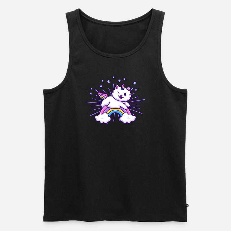 Katzen Einhorn - Männer Premium Bio Tank Top - Schwarz