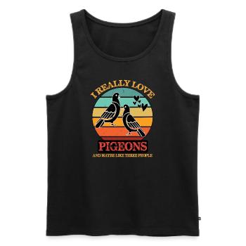 Really Love Pigeons Retro-Design für Taubenfans - Männer Premium Bio Tank Top - Schwarz - Vorne - Michal (187cm)