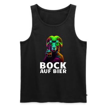 Bock auf Bier Spruch Ziege JGA Party - Männer Premium Bio Tank Top - Schwarz - Vorne - AI Model Male 178 light (178cm)