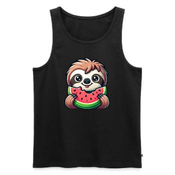 Faultier Sommerfrucht Melone - Männer Premium Bio Tank Top - Schwarz - Vorne - AI Model Male 178 light (178cm)