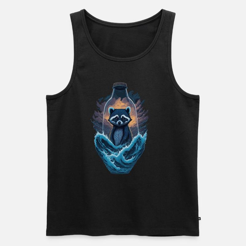 Waschbär Flasche - Männer Premium Bio Tank Top - Schwarz